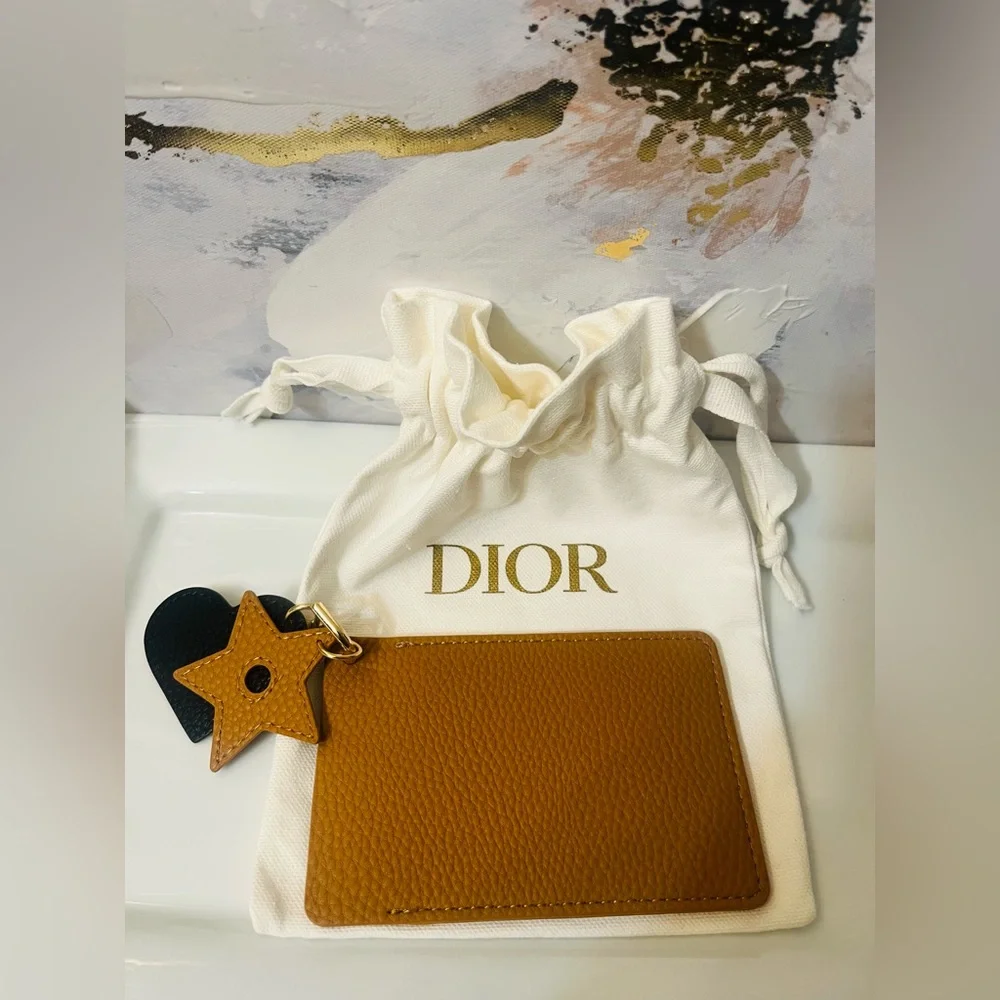 🛍️NEW Dior Prestige Tan and Black Card Holder with Mirror-Comes w/ Dust Bag